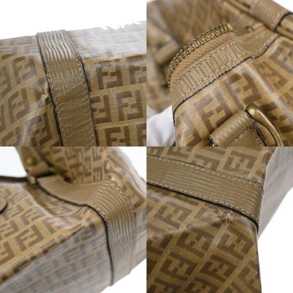 FENDI Logo Zucchino Travel Hand Bag Coating Canvas Leather Brown GHW 68KB162 - Picture 14 of 15